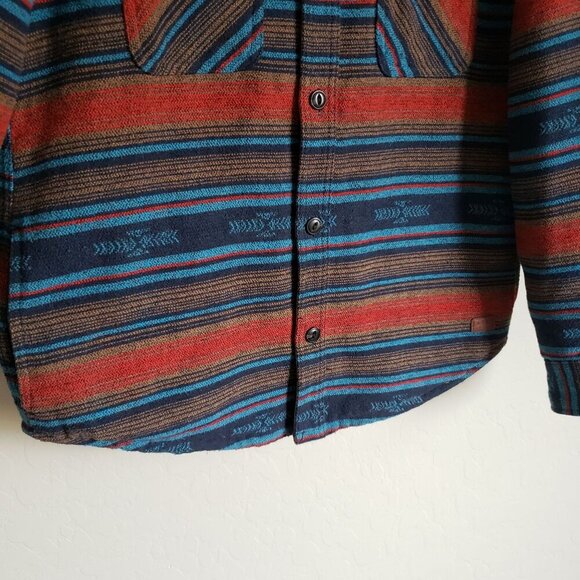 Jachs New York Southwestern Button Up Shacket Blue Striped Multi Men's M Western - Picture 4 of 12